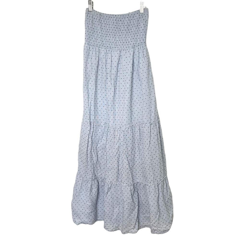Sim & Sam Blue Polka Dot Strapless Midi Dress Small